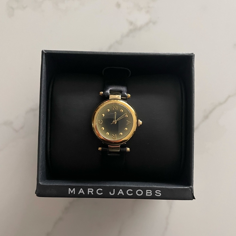 Marc Jacob’s Women’s Watch w/ Black Band Gold Face